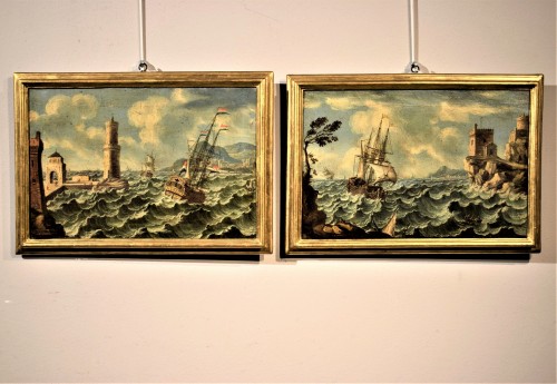 Marine orageuse sur la côte - Orazio Grevenbroeck (1676 -1739) - Tableaux et dessins Style Louis XIV